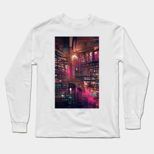 Midnight Library cyberpunk| National library week | literacy week Long Sleeve T-Shirt